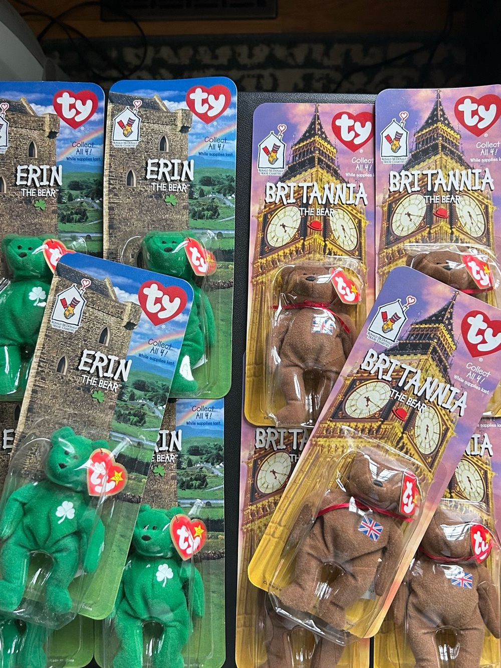 Lot of 4 complete Sets Ty McDonald's Teenie Beanie Babies International Bears